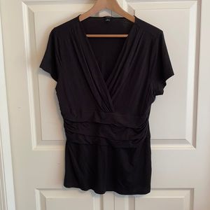 Ann Taylor Black Wrap Tee - XL